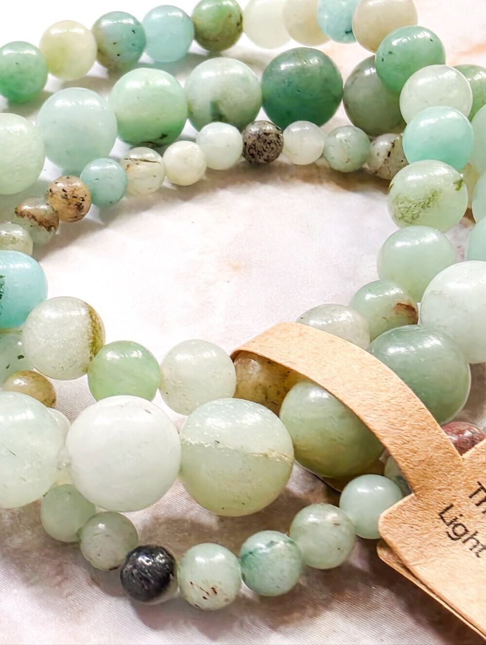 3pc Natural Amazonite Gemstone Stretch Bracelet Set Boho Crystal Beaded Jewelry - Picture 7 of 8